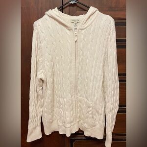 St. John's Bay Cable Knit Hoodie Cardigan - Cream